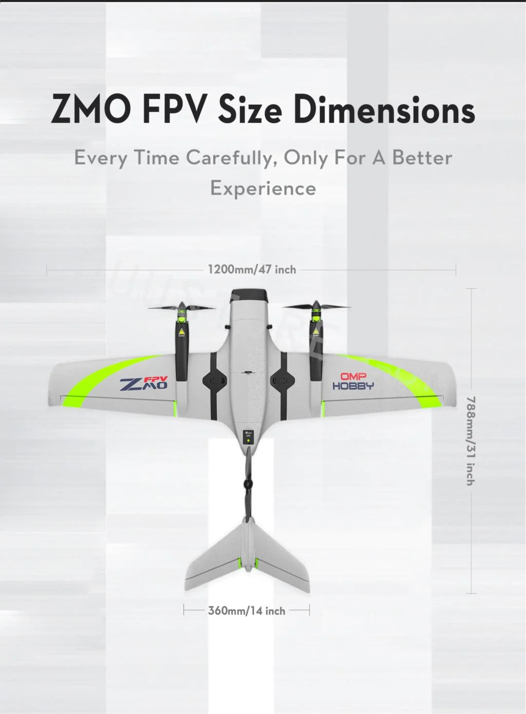 OMPHOBBY ZMO VTOL RC AirPlane , ZMO FPV Size Dimensions Every Time Carefully, Only For A Better Experience 1
