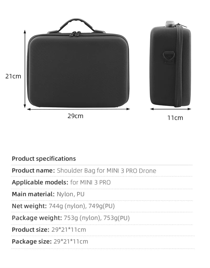 Storage Bag for DJI MINI 3 PRO, Shoulder Bag for Mini 3 PRO Drone Applicable models: for MINI 3 PRO Main