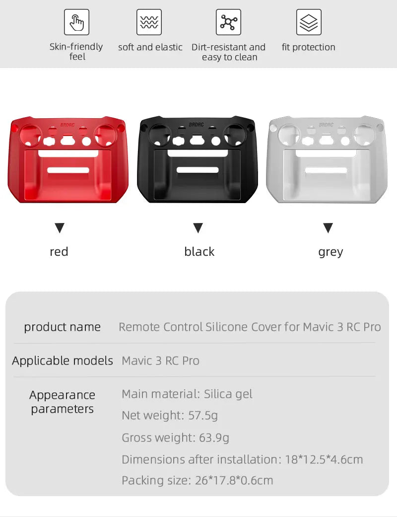 Silicone Case for DJI Mavic 3 Remote Controller, BaDAC daoac red black grey product name Remote Control Silicone Cover for Mavic