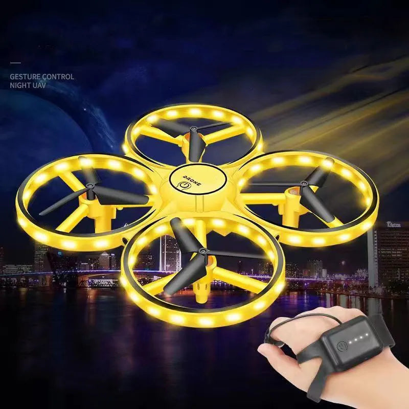 Hand Controlled Drone - RC Mini Quadcopter Gesture Flying LED Lights Altitude Hold Watch Control Children Toys Birthday Gifts 9 Hand Controlled Drone, forward and backward release the finger button . move forward when the