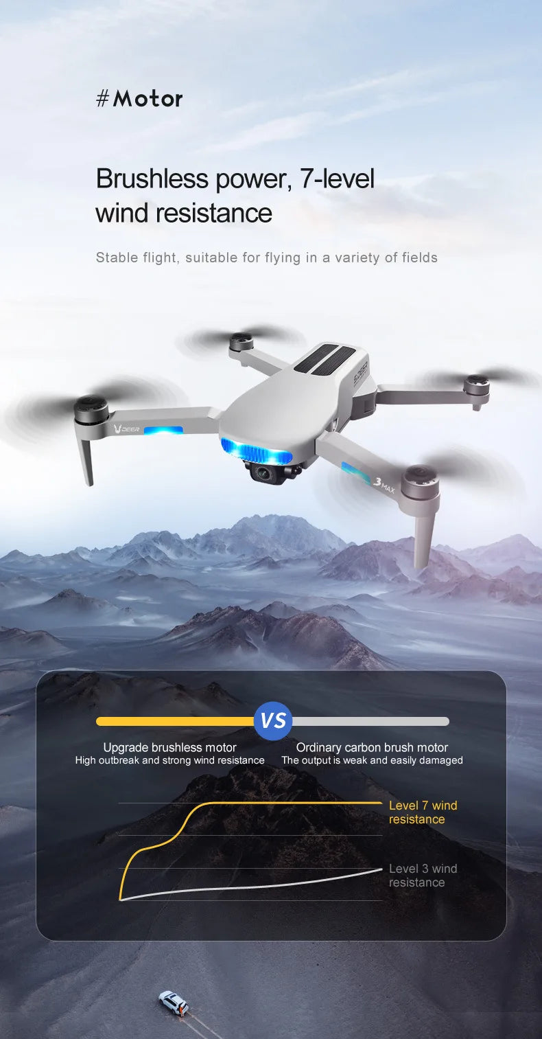 2023 New LU3 Max GPS Drone - 8K HD Dual Camera 5G Wifi FPV Optical Flow Brushless Motor Folding Quadcopter RC Distance 800M Gift Toys Professional Camera Drone 24 2023 New LU3 Max GPS Drone, #Motor Brushless power, 7-level wind resistance