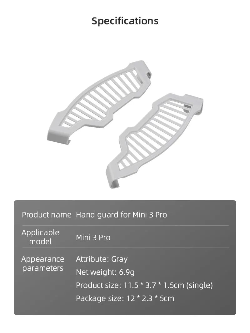 Hand Guard For DJI Mini 3 Pro Drone, Specifications Hand guard for Mini 3 Pro Applicable mini 3 Pro model Appearance At