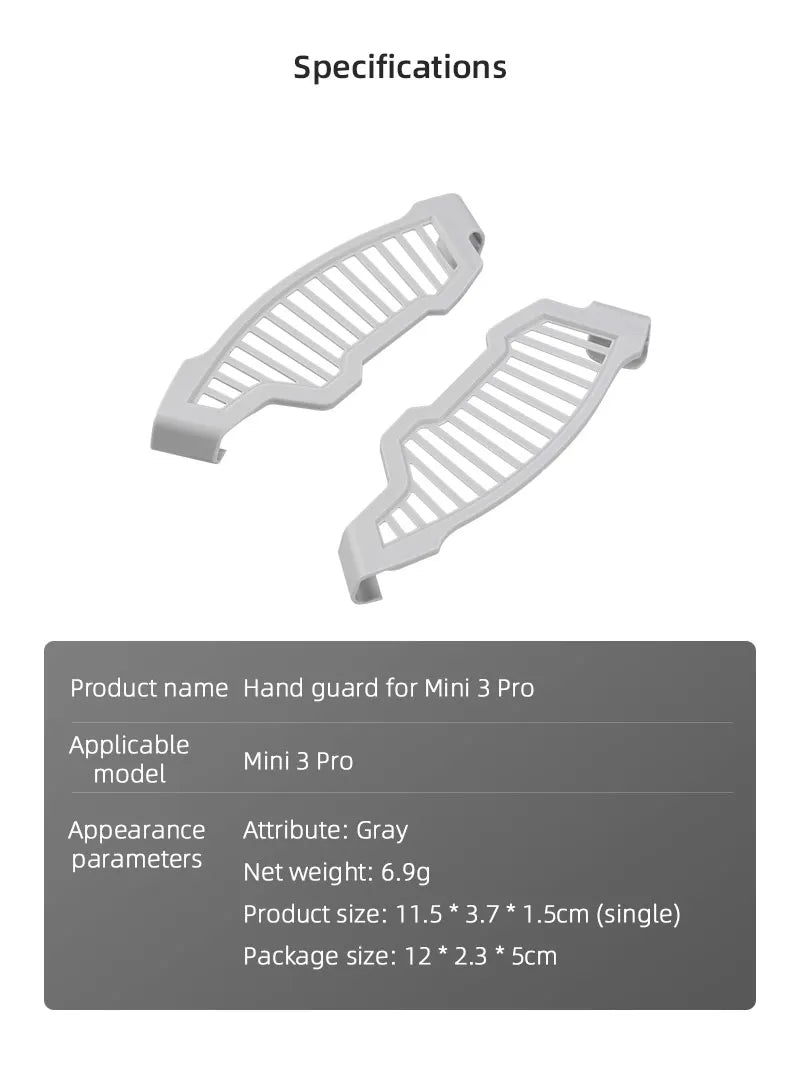 Hand Guard For DJI Mini 3 Pro Drone - Arm Reinforcement Protective Guard Take-off And Landing Safety Guard Drone Accessories 10 Hand Guard For DJI Mini 3 Pro Drone, Specifications Hand guard for Mini 3 Pro Applicable mini 3 Pro model Appearance At