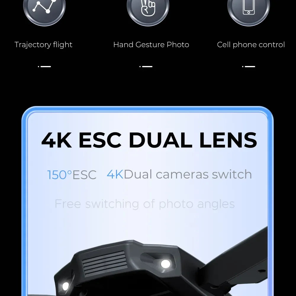 E66 Drone - Professional HD Camera, Trajectory flight Hand Gesture Photo Cell phone control 4K ESC DUAL
