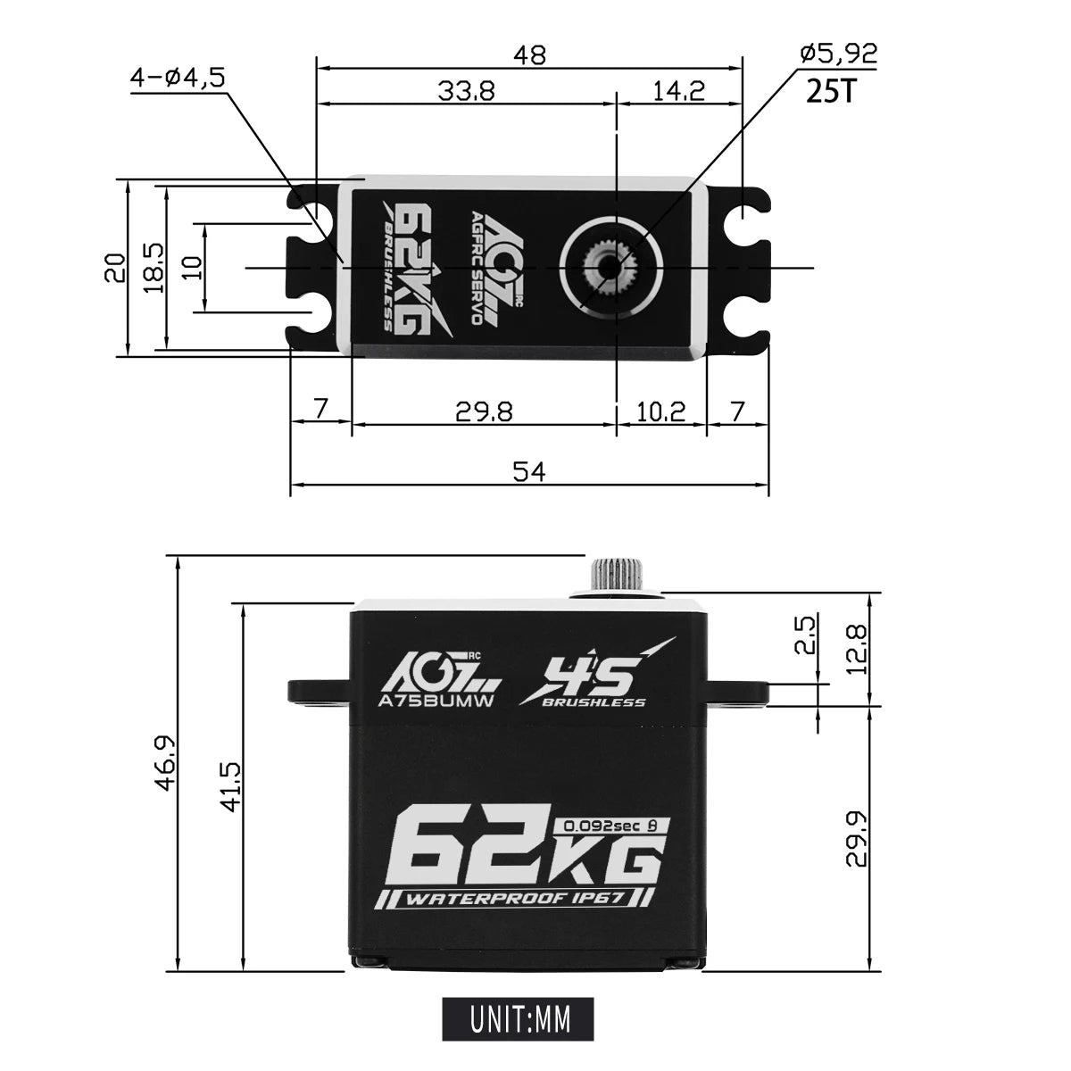 AGFRC A75BUMW, since 2009, AGFRC has been focus on all series of RC servos