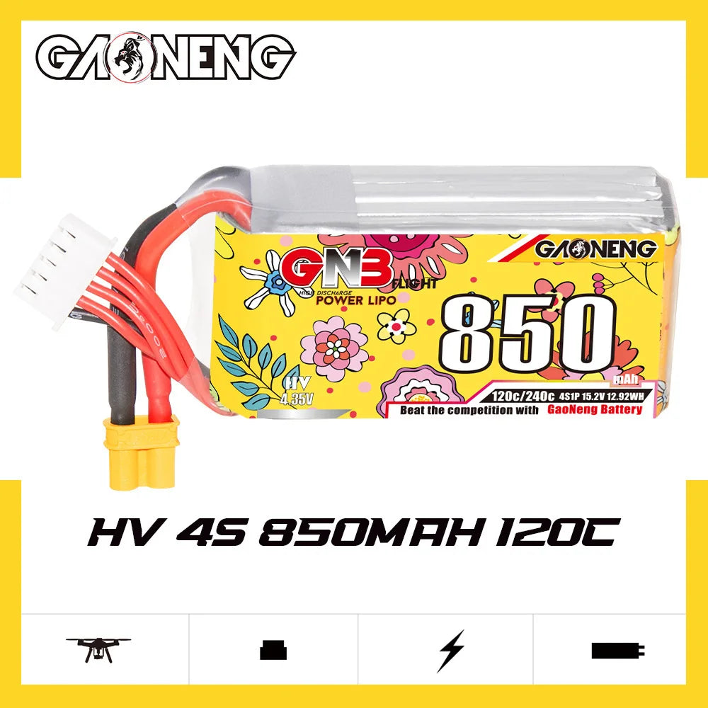 GNB 4S HV 15.2V 850mAh 120C/240C Lipo Drone Battery With XT30