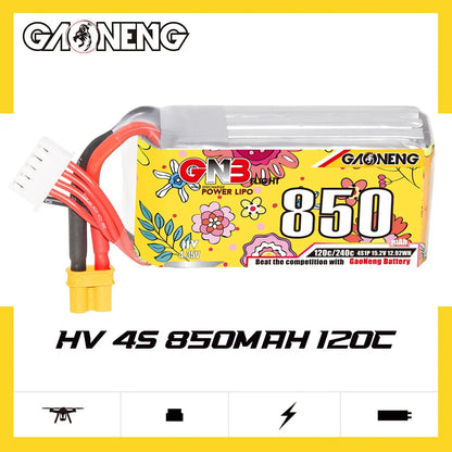 GNB 4S HV 15.2V 850mAh 120C/240C Lipo Drone Battery With XT30