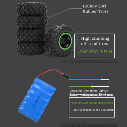 Hollow Soft Rubber Tires High climbing off-road tires Diameter: 9.5CM Charging
