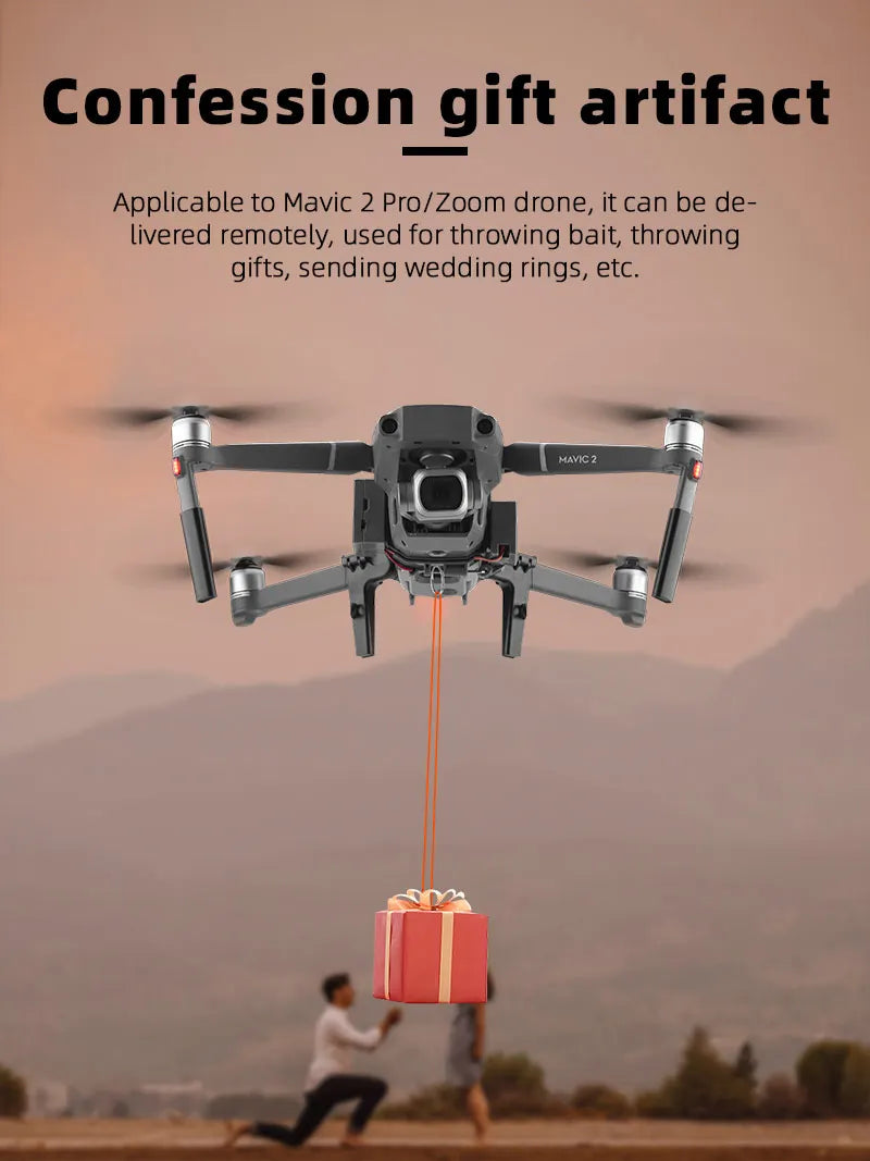 Airdrop System for DJI Mavic 3/3 Classic/2/AIR 2/2S Drone Thrower Fishing Bait Wedding Ring Gift Deliver Life Rescue Kits 22 gift artifact Applicable to Mavic 2 Pro/Zoom drone, can be