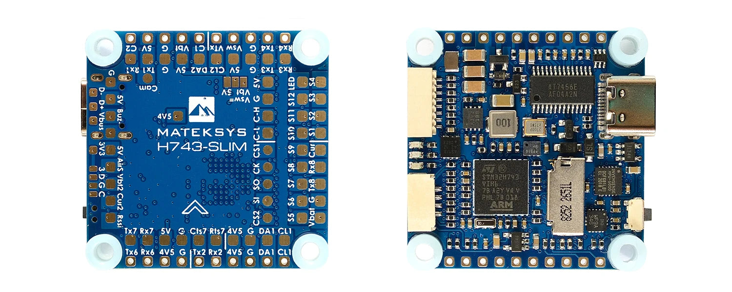 MATEK H743-SLIM V3 - Mateksys FLIGHT CONTROLLER 6 MATEK H743-SLIM V3, Built-in ADC Vbat2 pad supports Max.200mA No Current Sensor