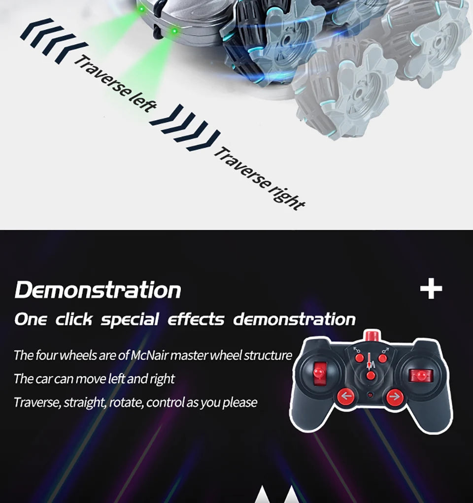 4WD RC Car Drift Stunt Car, W Demonstration One click special effects demonstration The four wheels are of McNair master