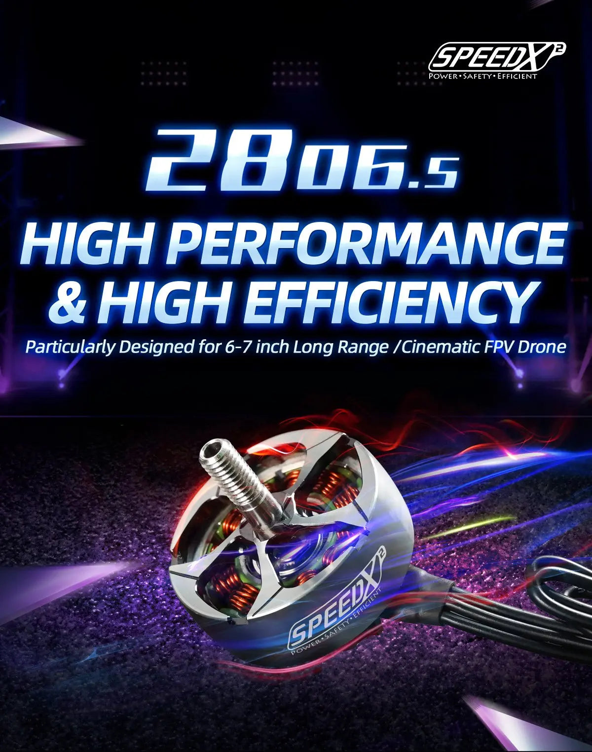 GEPRC SPEEDX2 2806.5 1350KV/1760KV Motor - 4-6S Brushless Motor for RC Multirotor FPV Freestyle 6-7inch Long Range Drones DIY Part 10 GEPRC SPEEDX2 2806.5 1350KV/1760KV Motor, GPEEDA POWER SAFETY' EFFICIENT 2Au6s