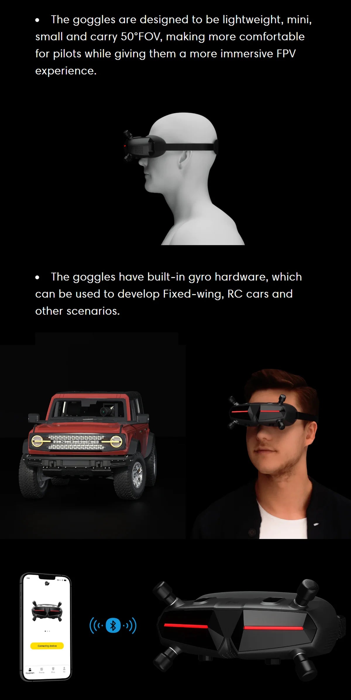 CADDX Walksnail Avatar HD Goggles X, the goggles are designed to be lightweight, mini, small and carry 50*FOV