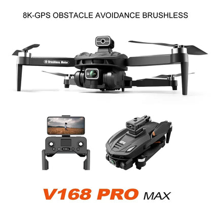 V168 Drone, High-end drone with 8K cameras, GPS, obstacle avoidance, and smooth flight for professional aerial photography.