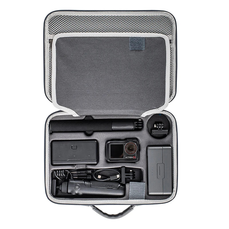 STARTRC Carrying Case for DJI Osmo Action 5 Pro, PU Hard Bag Travel Camera Shoulder Bag with Compartments (Dark Gray)