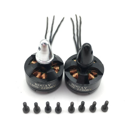 1806 2280KV CW/CCW 2-3S Brushless Motor, 1806 2280KV brushless motors for 250 FPV racing drones and RC multirotors, including screws. Suitable for CW/CCW operation.