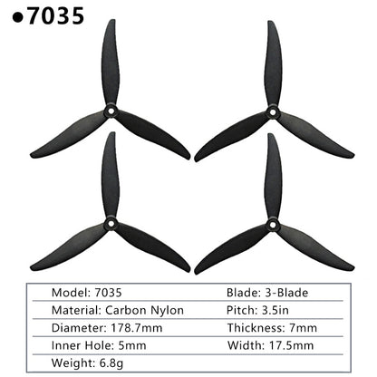 2PAIRS GEMFAN Drone Propeller, 7035 Blade: 3-Blade Material: Carbon Nylon Pitch: 3.5in Dia