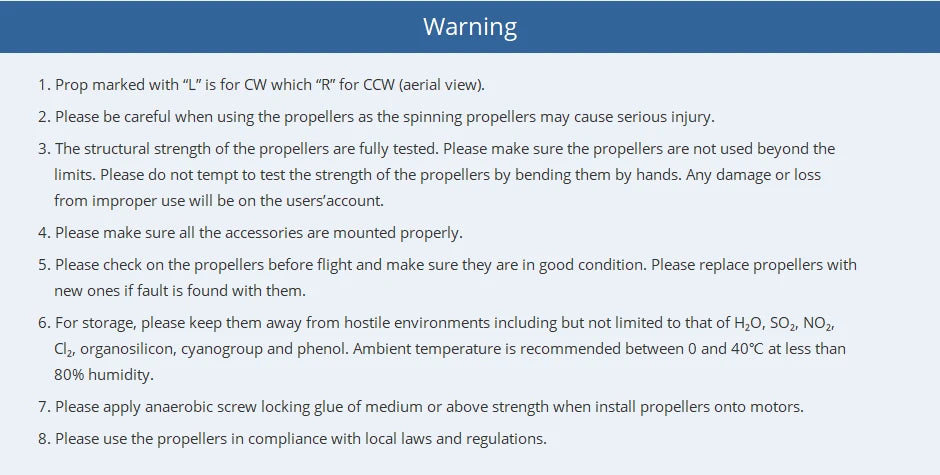 T-motor FA36.2*11.8 CF Foldable Propeller, the structural strength of the propellers are fully tested . please be careful when using the