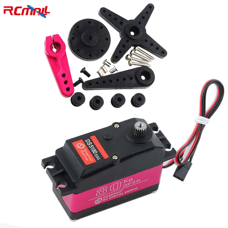 Servo numérique DS5180 en métal, 80KG, 7.4V, moteur à couple élevé de 180/270 de Servo numérique DS5180 en métal, 80KG, 7.4V, moteur à couple élevé de 180/270 de