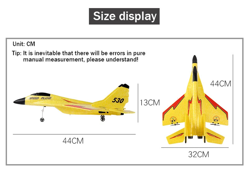 Rc Plane SU 57 - Radio Controlled Airplane, Rc Plane SU 57, size display Unit: CM Tip: It is inevitable that there will be errors in pure