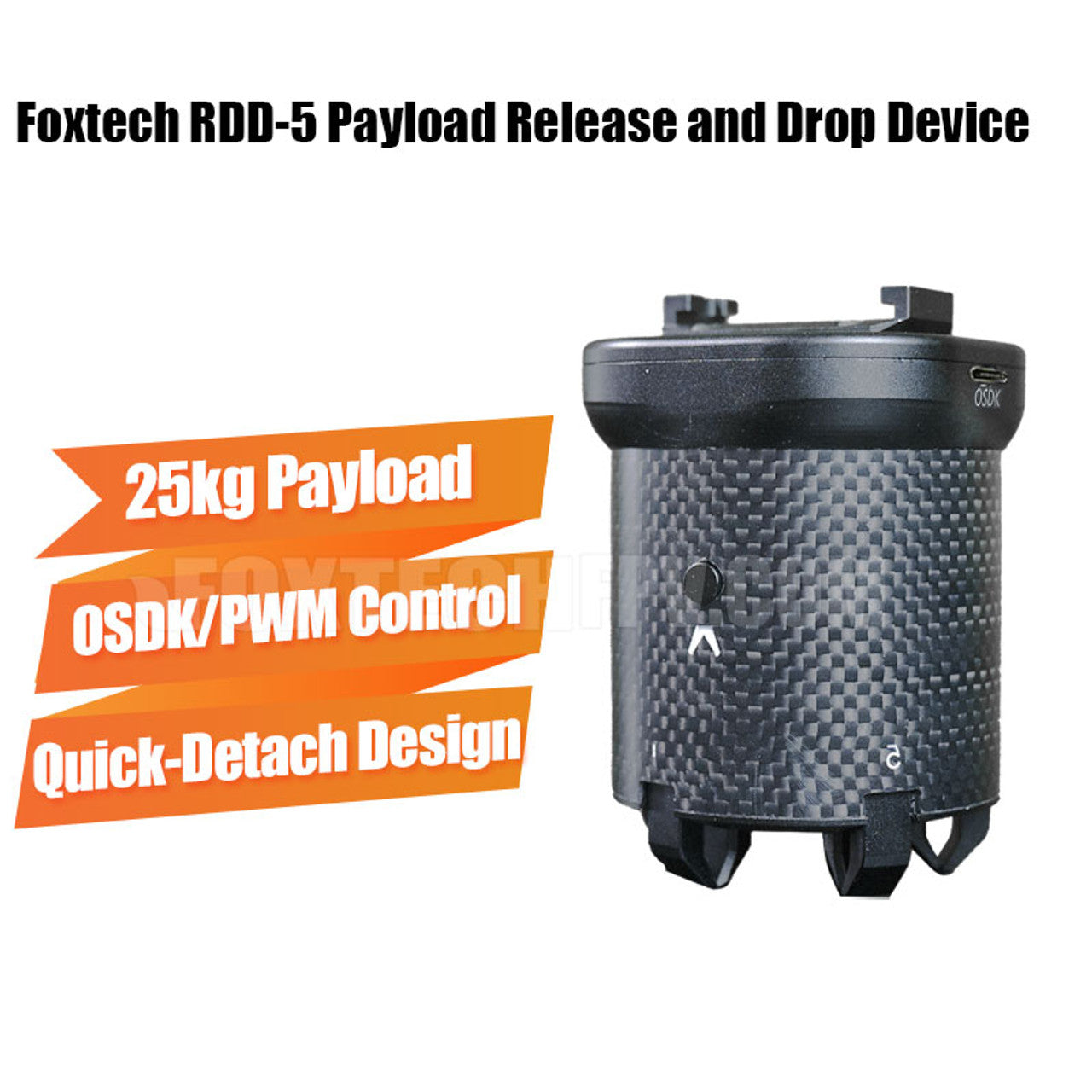 RDD-5 25KG Payload Release and Drop, Payload release device with OSDKPWM control, supports 25kg loads and detaches quickly.