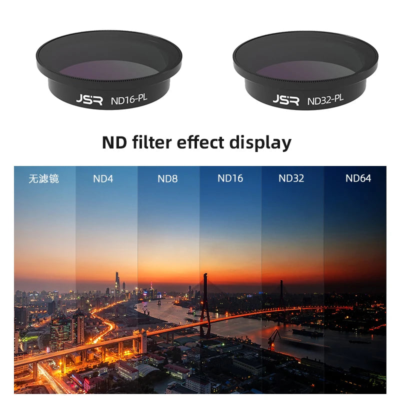 Lens Filter for DJI Avata, JSR ND filter effect display Txw ND4 ND8 ND16