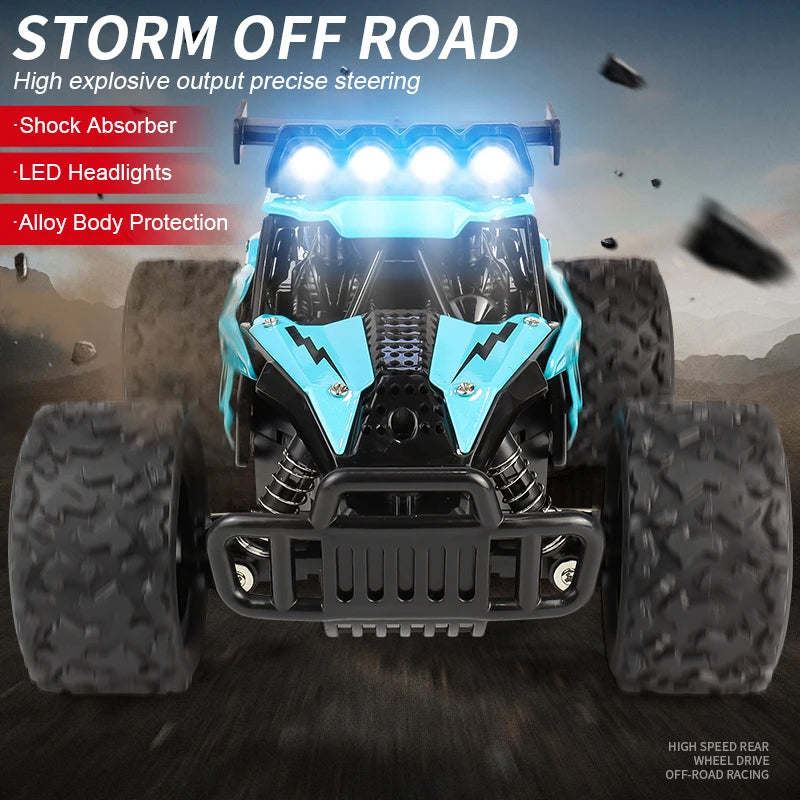 Samochód zdalnie sterowany 4WD DK087 RC Drift Racing 1:16 Off Road, stop aluminium, 2.4G, szybkie ciężarówki z LED, wspinaczka, idealny prezent dla dzieci