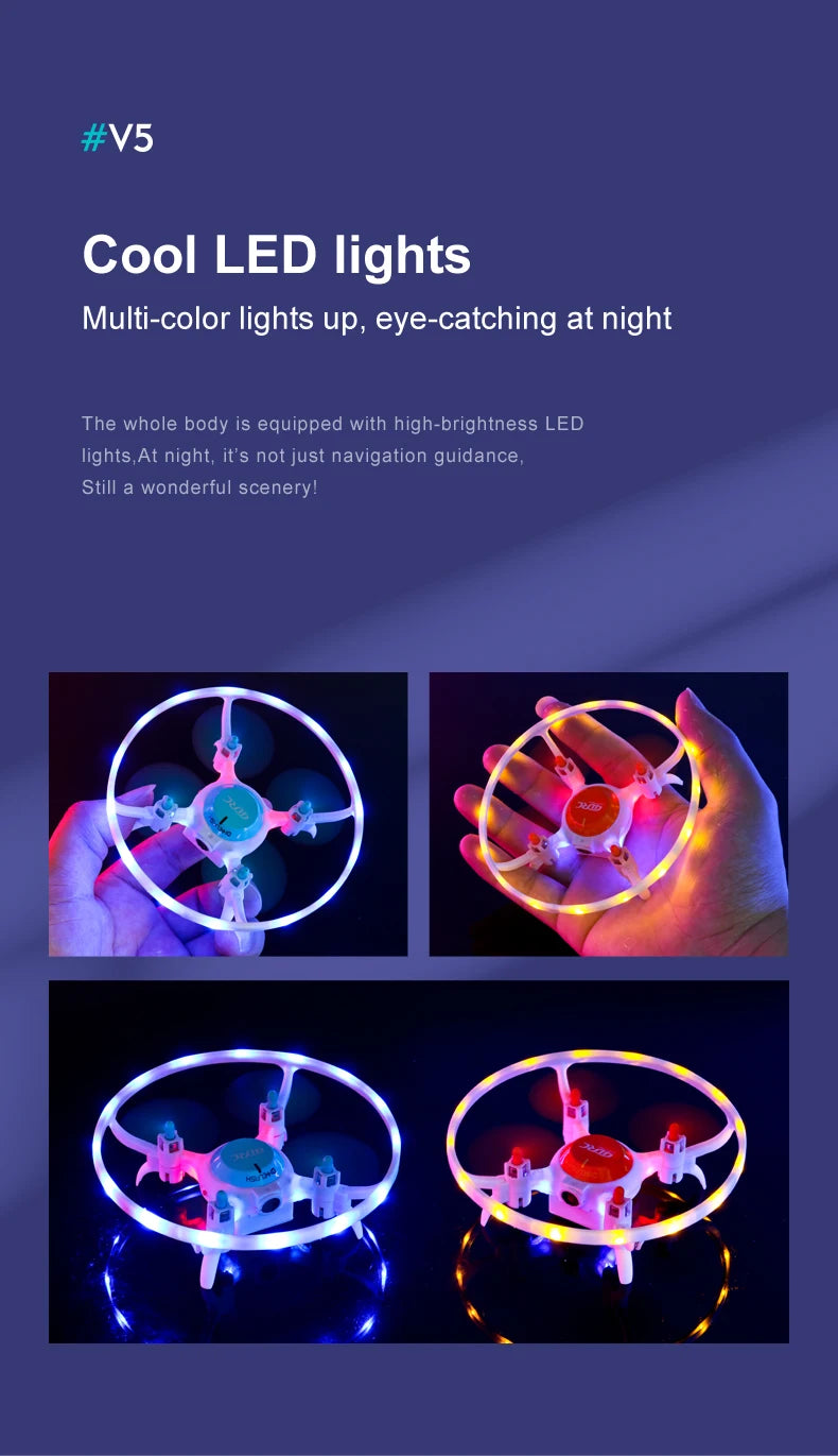 4DRC V5 Mini Drone, #v5 cool led lights multi-color lights up, eye-