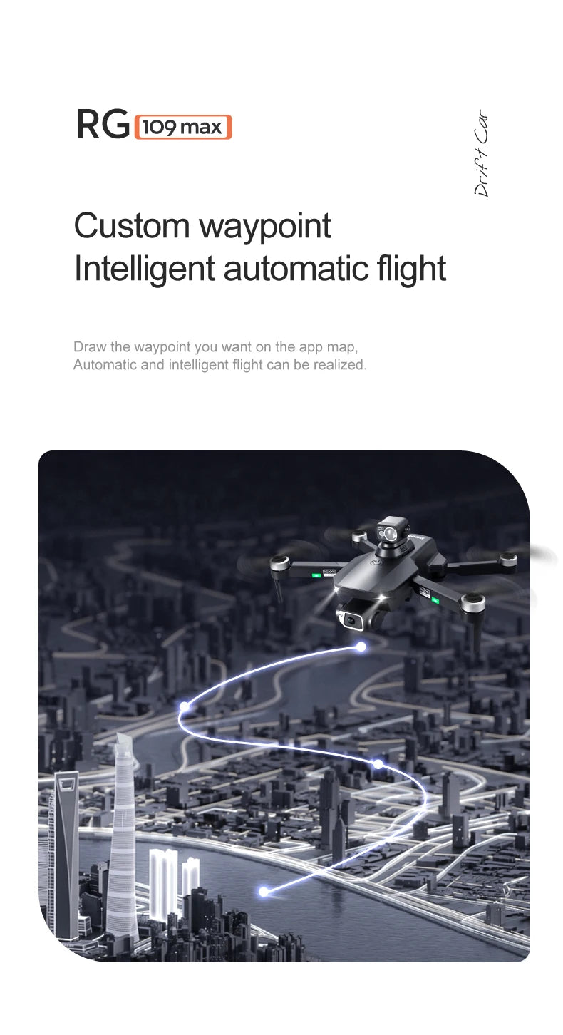 RG109 PRO MAX GPS Drone - RC Distance 1200M Professional Obstacle Avoidance 4K HD Dual HD Camera Brushless Foldable Quadcopter Professional Camera Drone 40 RG109 PRO MAX GPS Drone, RGpoomax J Custom waypoint Intelligent automatic flight Draw the waypoint you want on the