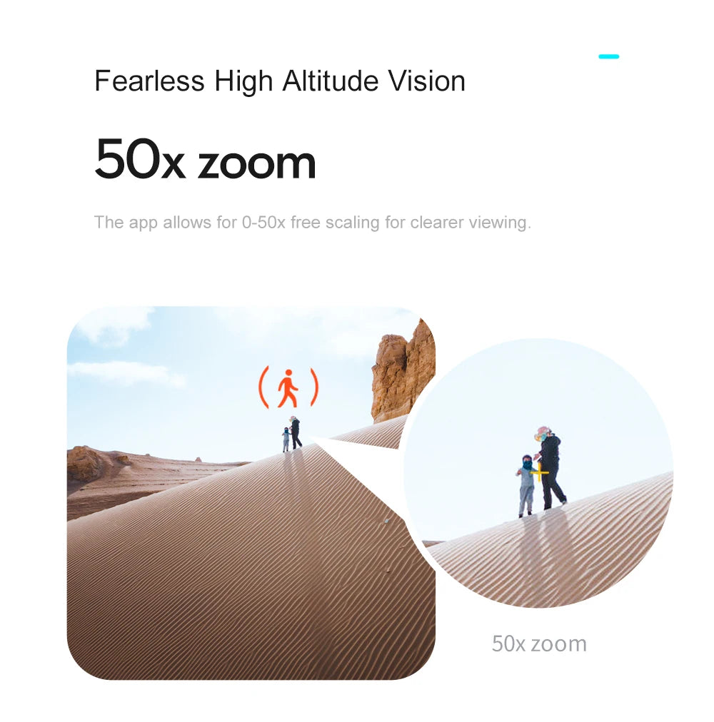 XT105 Drone, app allows for 0-50x free scaling for clearer viewing (A) 50x zoom