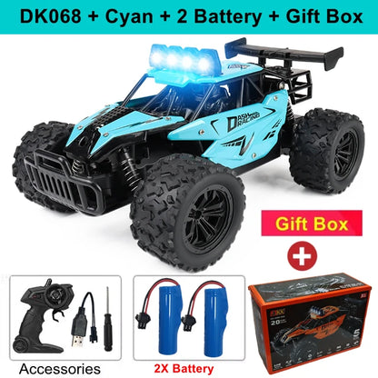 Samochód zdalnie sterowany 4WD DK087 RC Drift Racing 1:16 Off Road, stop aluminium, 2.4G, szybkie ciężarówki z LED, wspinaczka, idealny prezent dla dzieci