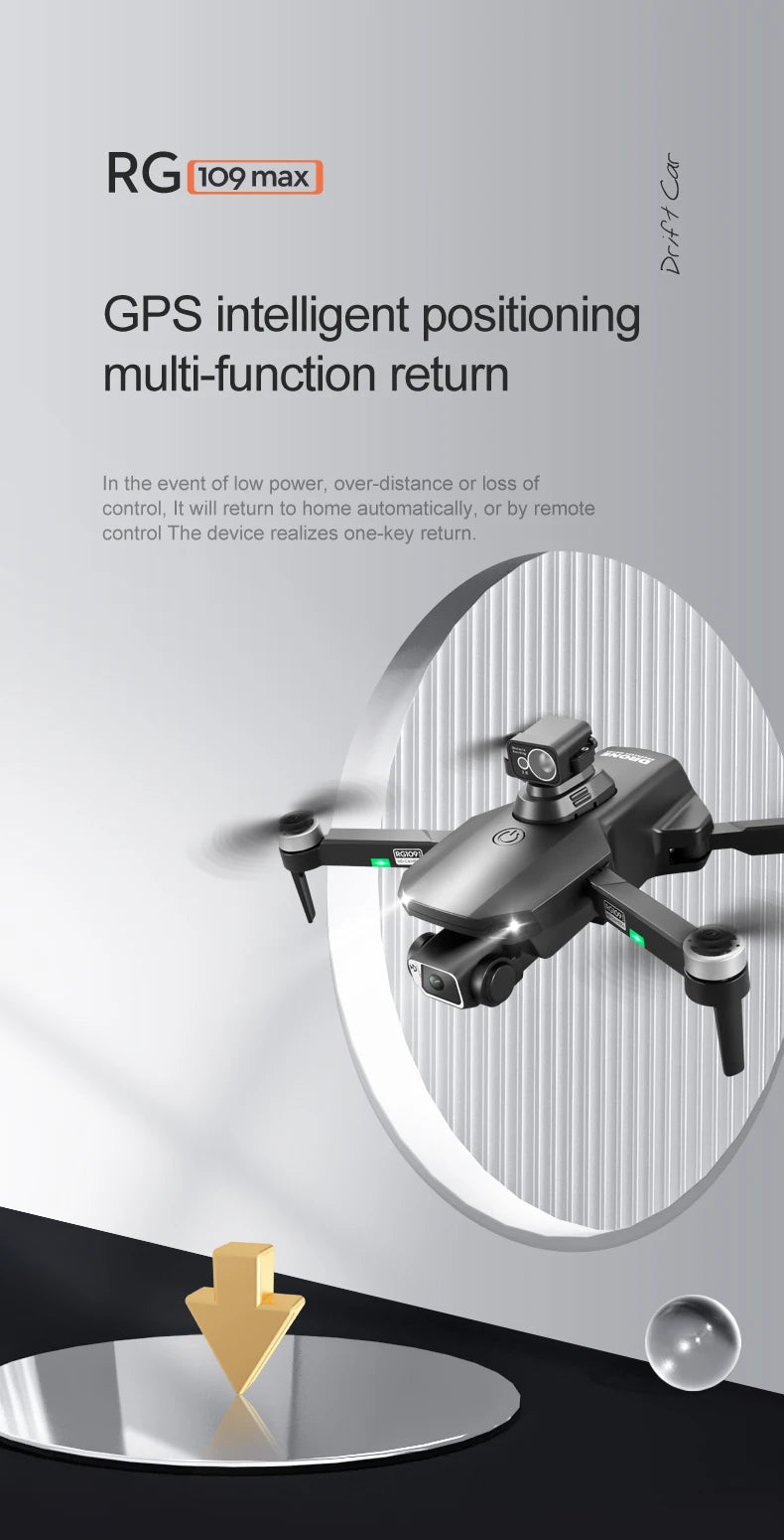 RG109 PRO MAX GPS Drone - RC Distance 1200M Professional Obstacle Avoidance 4K HD Dual HD Camera Brushless Foldable Quadcopter Professional Camera Drone 36 RG109 PRO MAX GPS Drone, RG o9max 1 GPS intelligent positioning multi-function return In the event of low