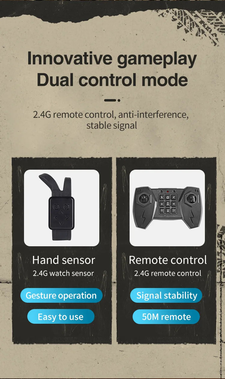 Innovative gameplay Dual control mode 2.4G remote control, anti-interference; stable signal