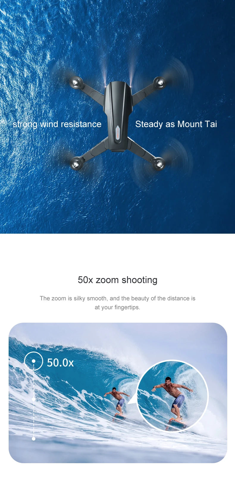 R20 Drone, strong wind resistance steady as mount tai 50x zoom shooting