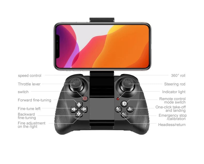 4DRC V5 Mini Drone, speed control 3608 roll throttle lever steering rod switch indicator light forward fine