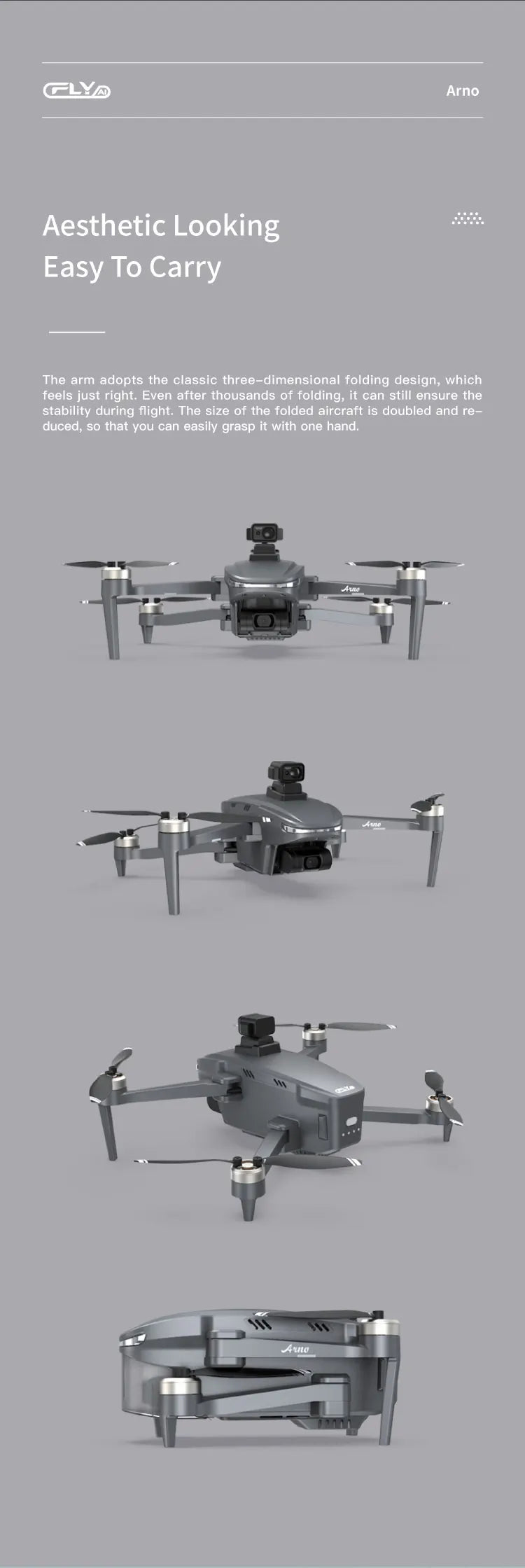C-FLY Arno SE MAX Drone, the arm adopts the classic three-dimensional folding design; which feels just right . the