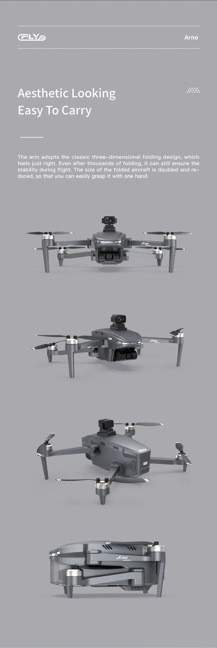 C-FLY Arno SE MAX Drone - Profesional 4K HD Camera 3-Axis Micro Gimbal 5G Wifi GPS Drone With HD Camera FPV Brushless Foldable RC Quadcopter Professional Camera Drone 55 C-FLY Arno SE MAX Drone, the arm adopts the classic three-dimensional folding design; which feels just right . the