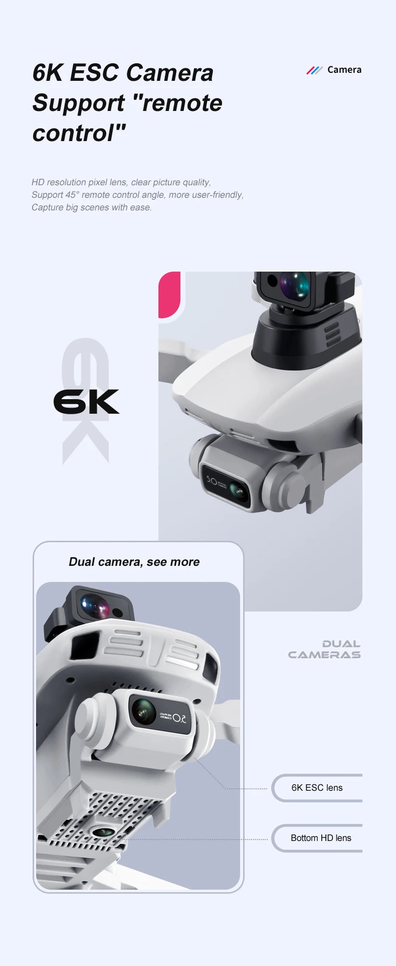 F8S Drone, 6K ESC Camera Support "remote control" HD resolution pixel lens, clear