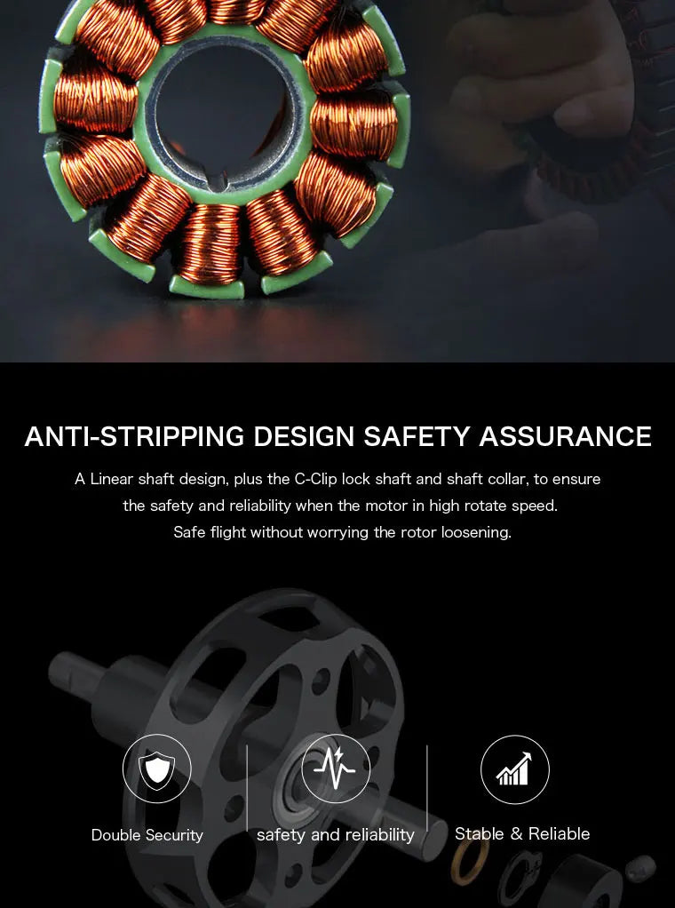 T-MOTOR Tmotor AT4130 KV230 KV300 KV450 Brushless Motor Customized UAV Drone Electric Fixed Wing Motor OEM OR ODM 11 T-MOTOR, ANTI-STRIPPING DESIGN SAFETY ASSURANCE A Linear