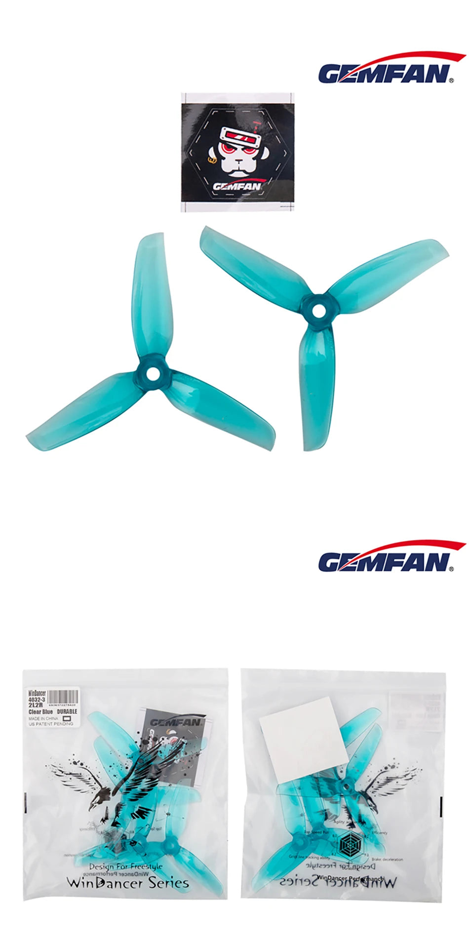 8/12Pairs Gemfan WinDancer 4032-Blade Propeller, GZMFAN cieae Blue Qurable URo Lirateea