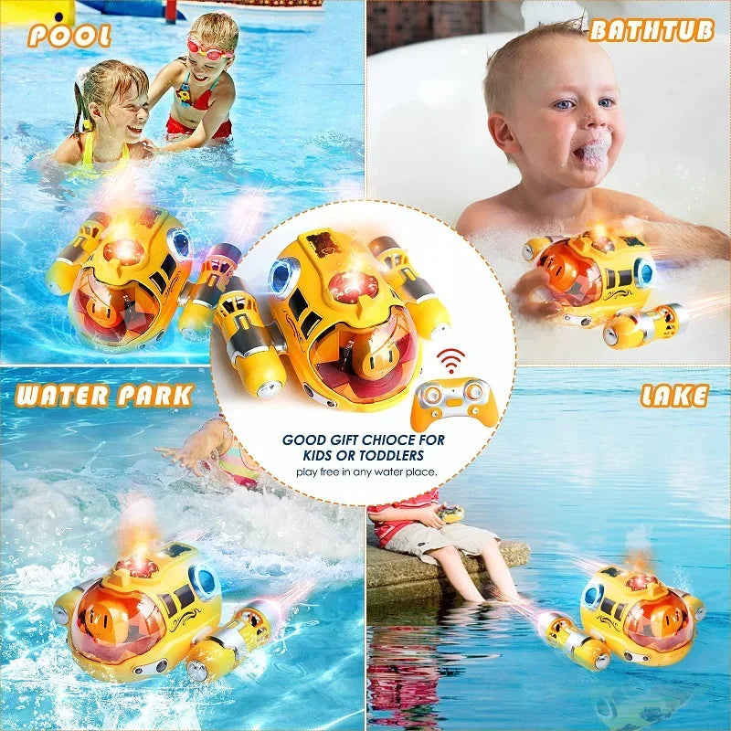 CONUSEA RC Boat, Remote control waterproof boat for kids, plays in pool, bathtub, lake, water park.