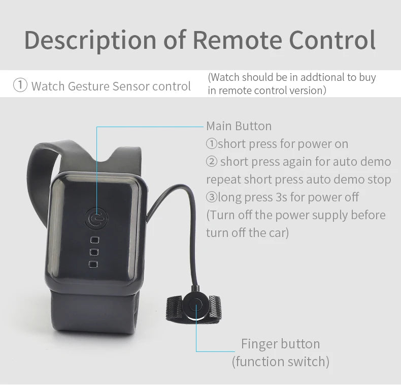 Description of Remote Control (Watch should be in addtional to Watch Gesture Sensor control