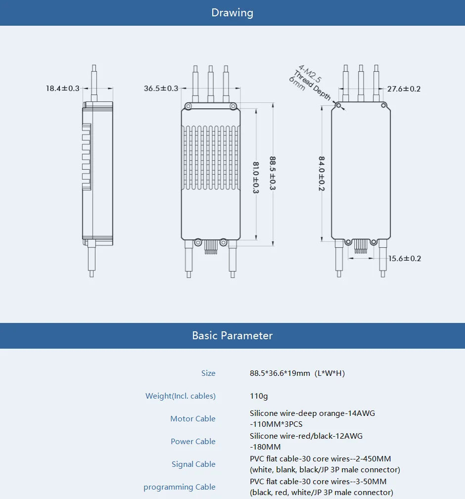 T-motor ALPHA 80A 12S HV FOC ESC, 110g Silicone wire-deep orange-14AWG Motor Cable -I1OMM