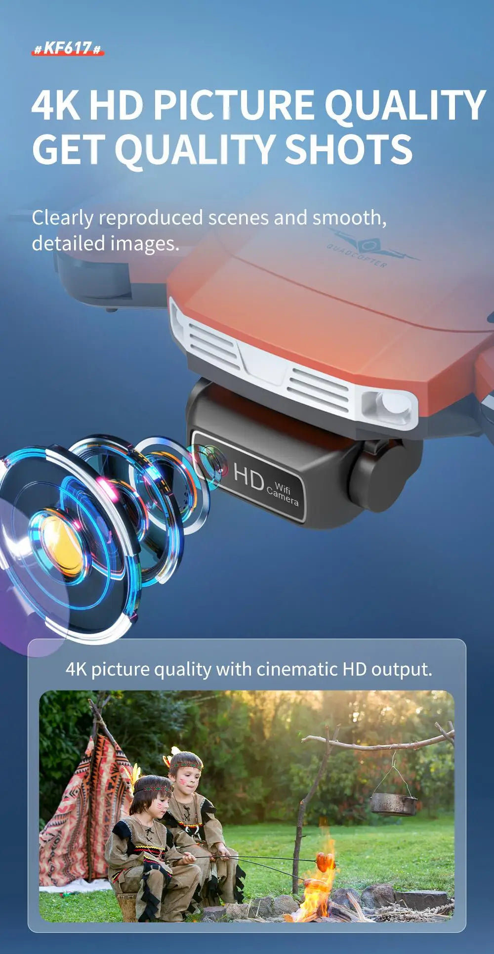 KF617 Pro Mini Drone, 4k hd picture quality get quality shots clearly reproduced scenes