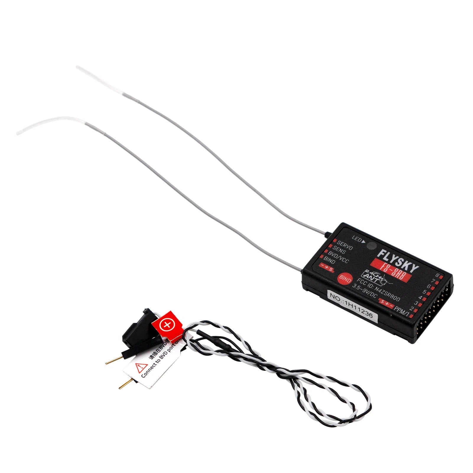 FLYSKY FS-SR8 2.4G 8CH Receiver - ANT Protocol 3.5~9V/DC Receiver for FS-ST8 RC Helicopters Car Boat Remote Controller 8 FLYSKY FS-SR8 2.4G 8CH Receiver, SERVO SENS FLYSKY BVD/VCC BIND SH