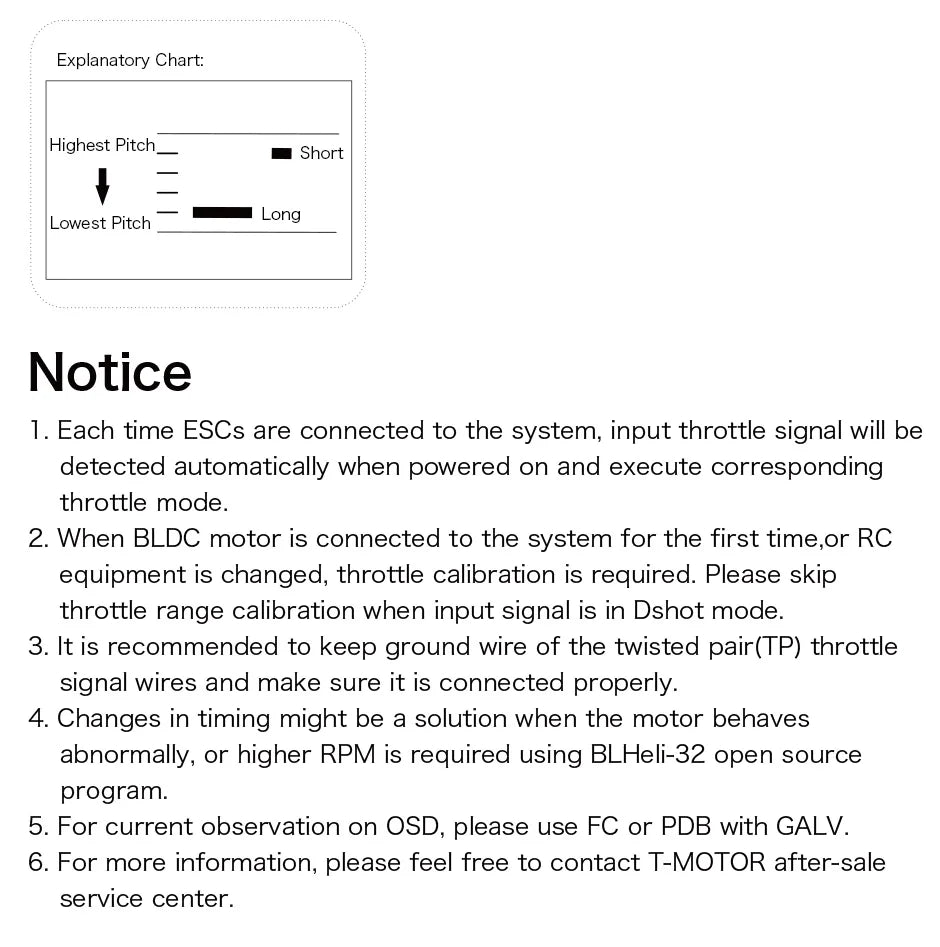 T-MOTOR F35A ESC, input throttle signal will be detected automatically when powered on . it is recommended to keep ground wire