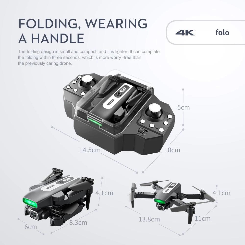 XT4 Mini Drone, A HANDLE folding design is small and compact; and it is lighter: It can complete