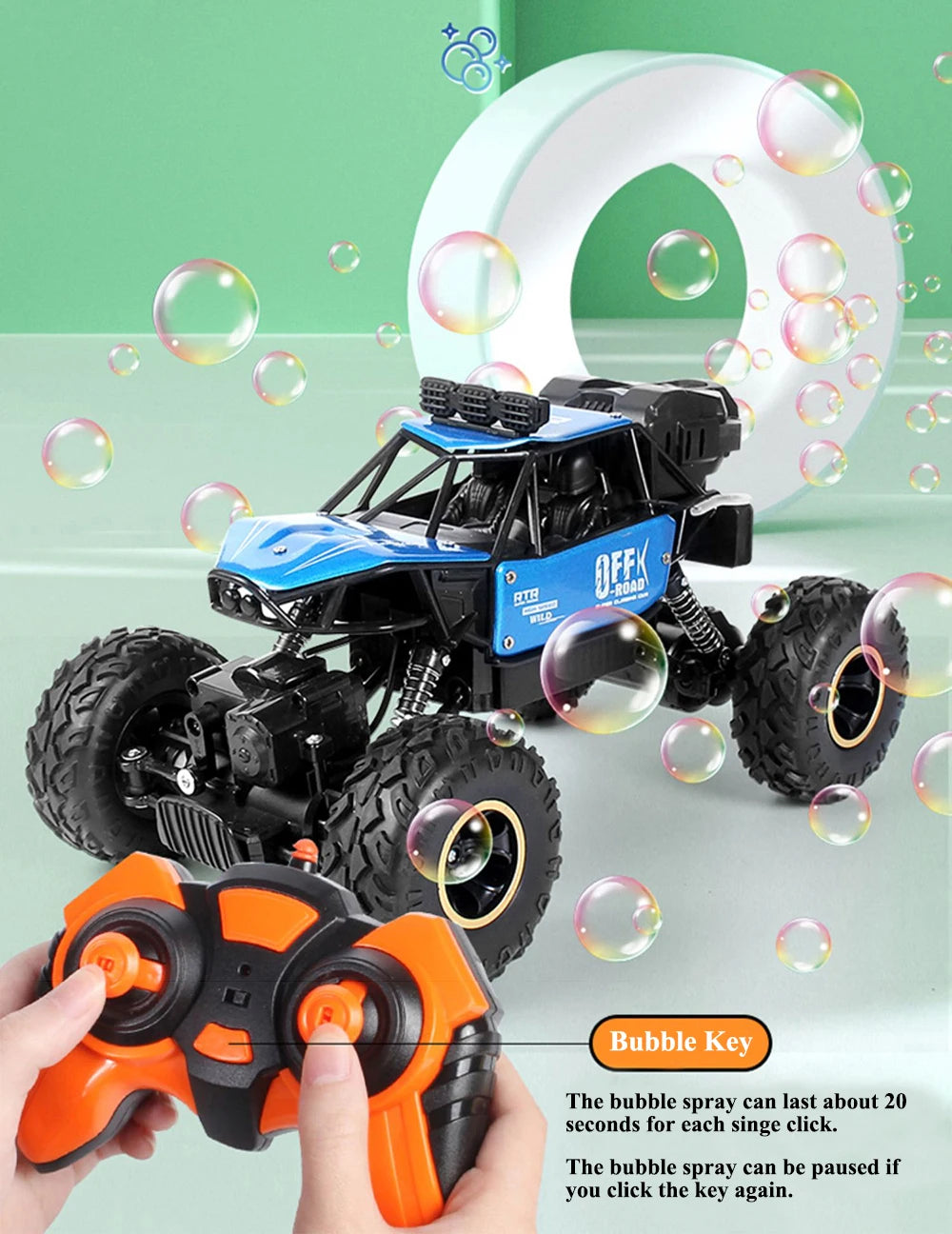 Paisible 4WD RC Car, the bubble can be paused if you click the key during the spraying