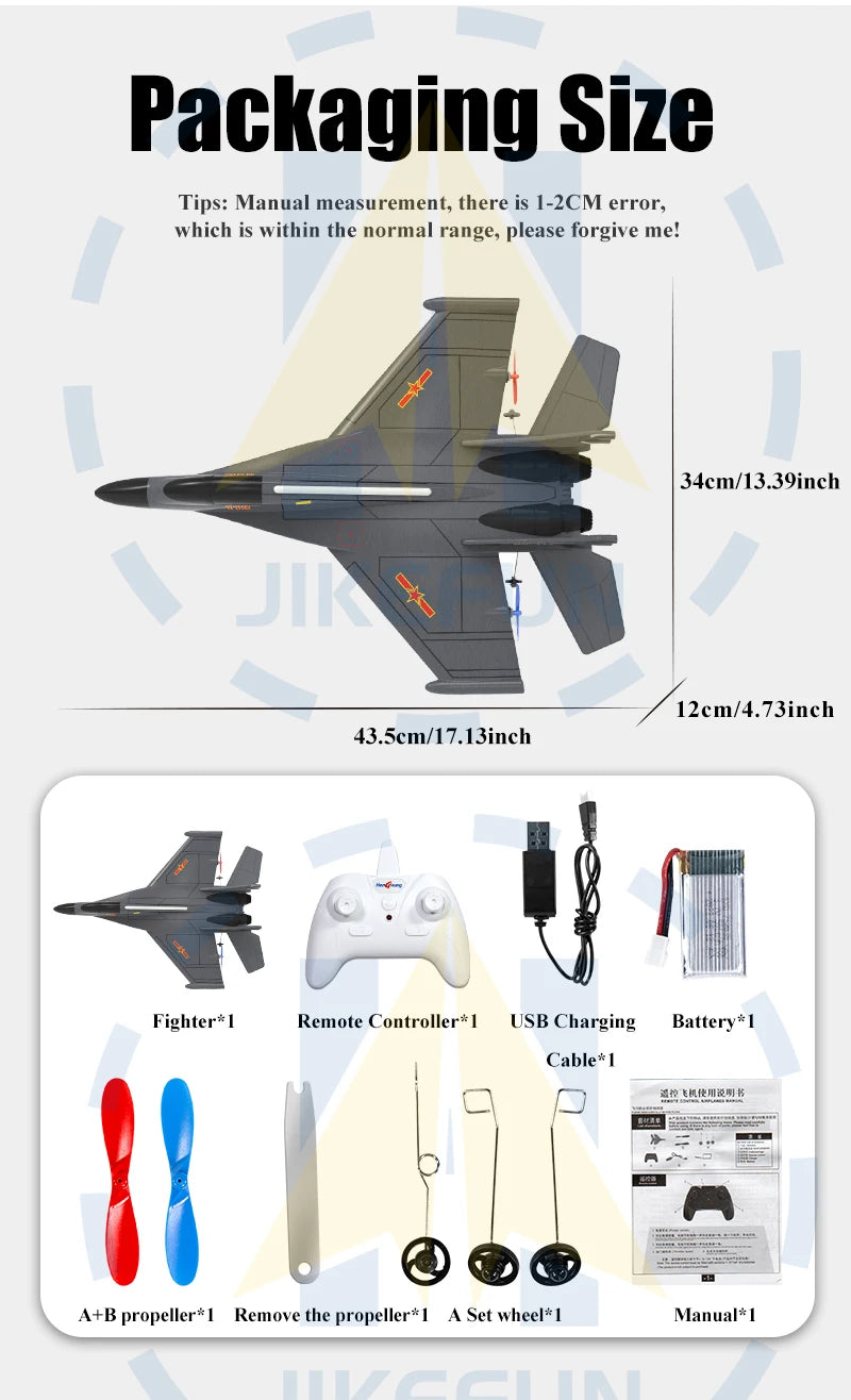 Genuine Authorization J-11 1:50 RC Fighter Plane - 2.4G 2CH Remote Control Foam Aircraft with Lighting J 11 Airplane Toys for Boys 25 Genuine Authorization J-11 1:50 RC Fighter Plane, 1-2CM error, which is within the normal range, please forgive mel 34cm