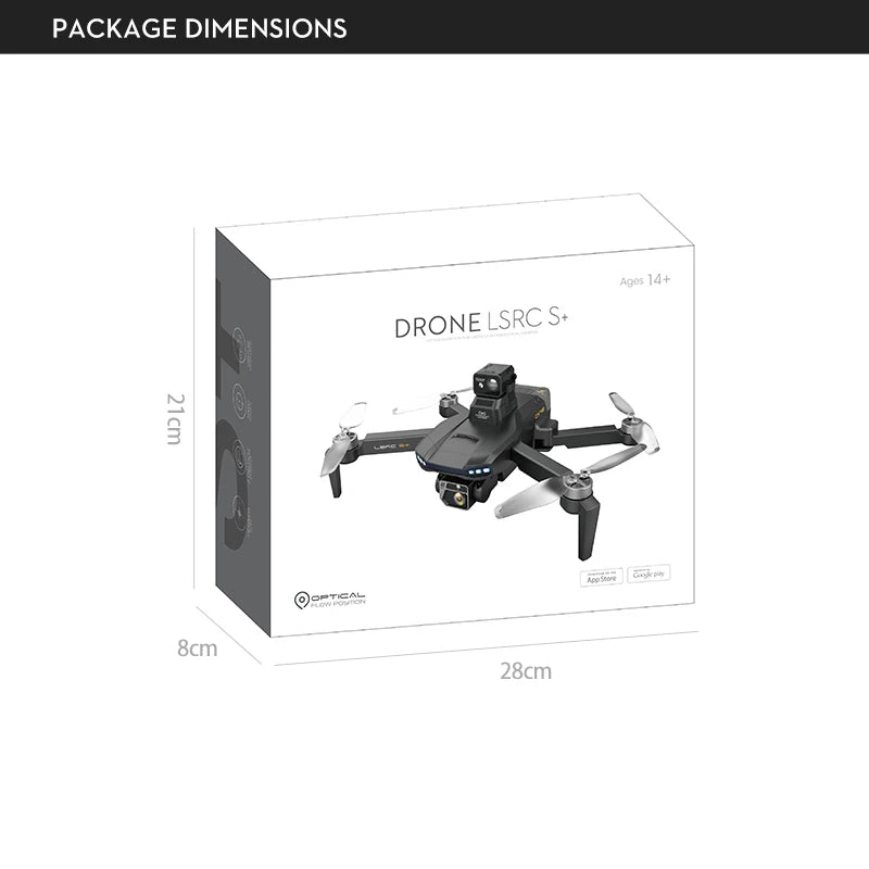 S+ GPS Drone, PACKAGE DIMENSIONS Ages 14+ DRONE LSRC S: